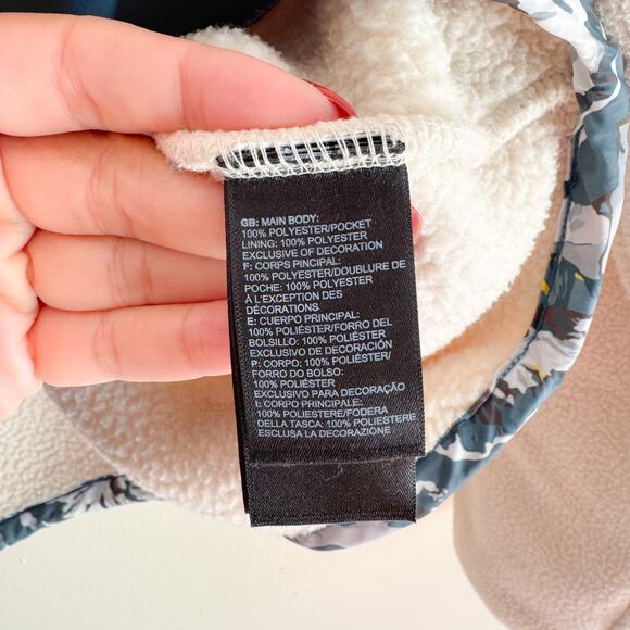 North Face x Liberty Cragmonth Cream + Blue 1/4 Snap Fleece Pullover Large - Picture 5 of 11